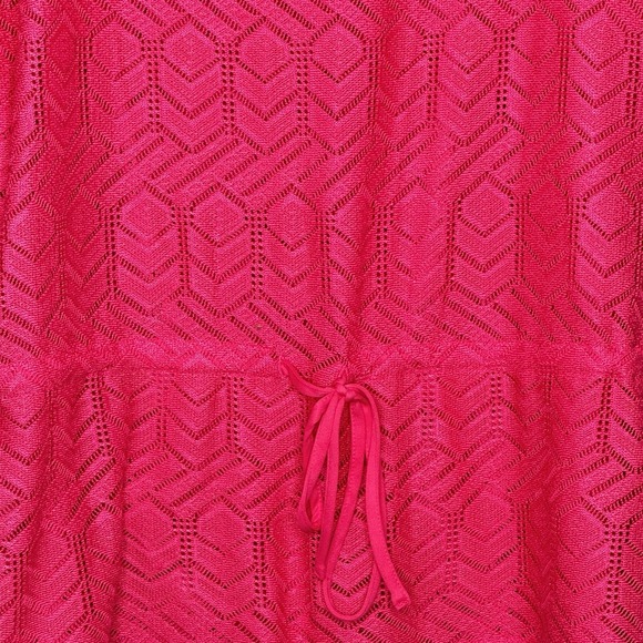 Ruby Rd XL Shirt Top Fuchsia Pink Short Sleeve Scoop Neck Sheer Knit Peplum - Picture 2 of 7